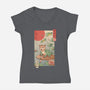 Cat Frog-Womens-V-Neck-Tee-vp021
