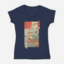 Cat Frog-Womens-V-Neck-Tee-vp021