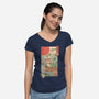 Cat Frog-Womens-V-Neck-Tee-vp021