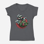 Spooky Duo-Womens-V-Neck-Tee-glitchygorilla