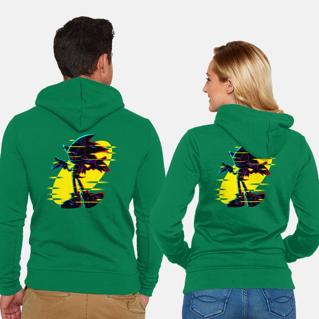 Hedgehog Glitch-Unisex-Zip-Up-Sweatshirt-rmatix