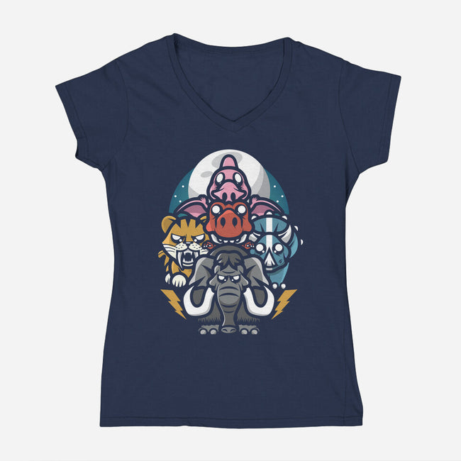 Mighty Animals-Womens-V-Neck-Tee-jrberger