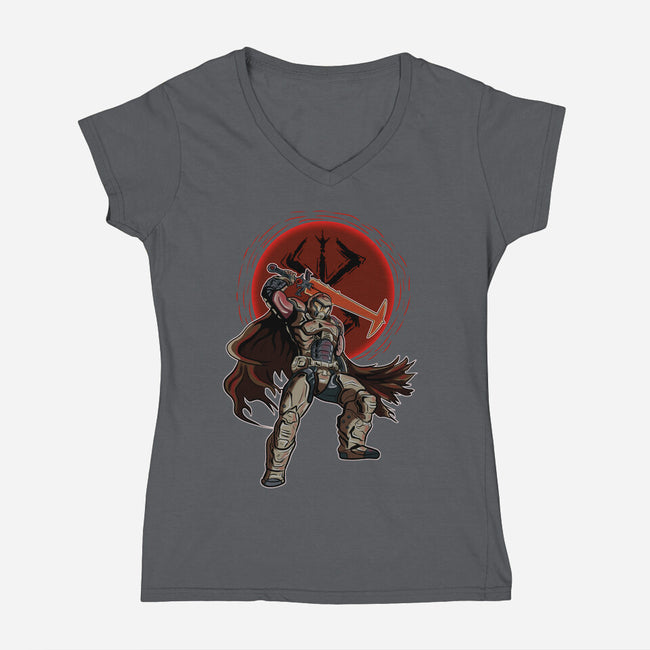 Berserk Doom-Womens-V-Neck-Tee-nickzzarto