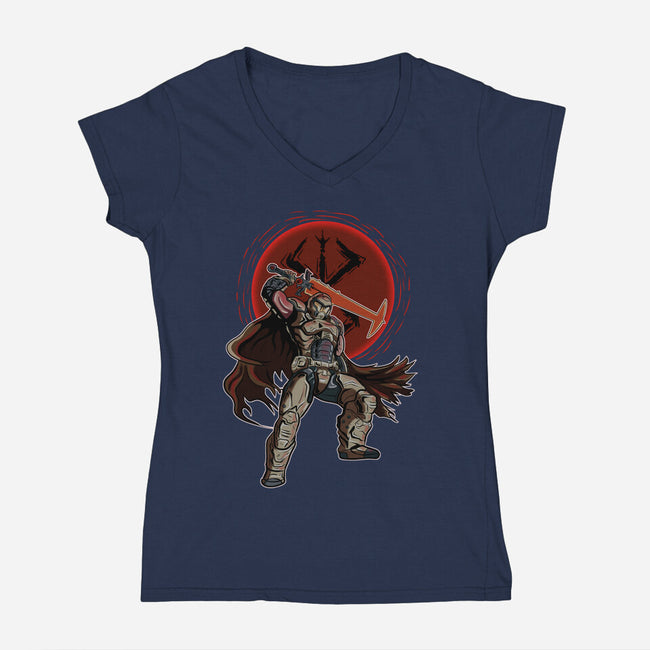 Berserk Doom-Womens-V-Neck-Tee-nickzzarto