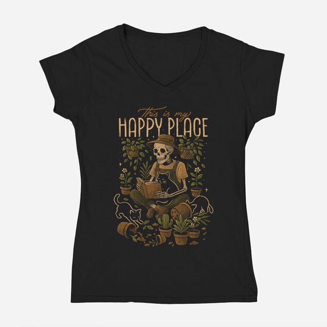 This Is My Happy Place-Womens-V-Neck-Tee-eduely