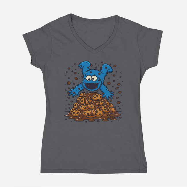 Cookie Dive-Womens-V-Neck-Tee-Xentee