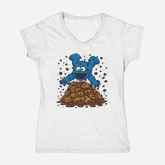 Cookie Dive-Womens-V-Neck-Tee-Xentee