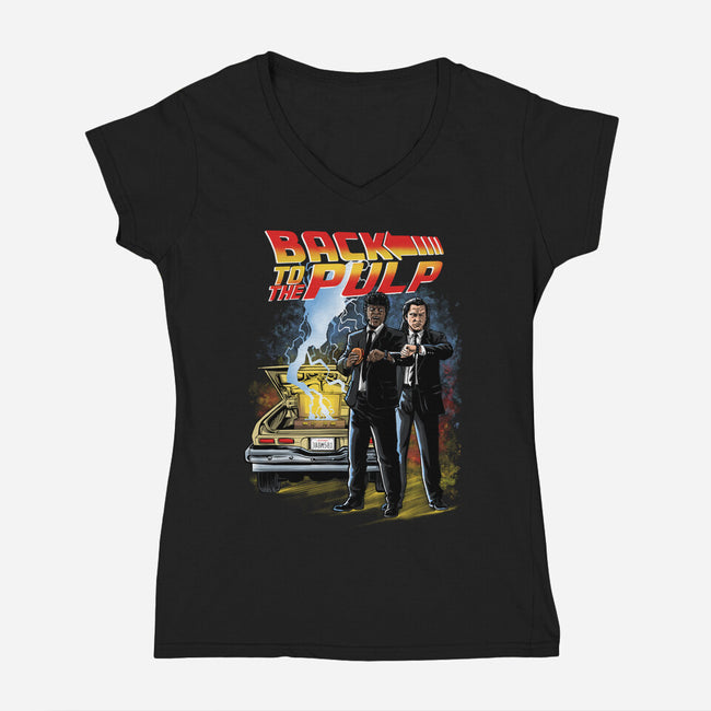 Back To The Pulp-Womens-V-Neck-Tee-zascanauta