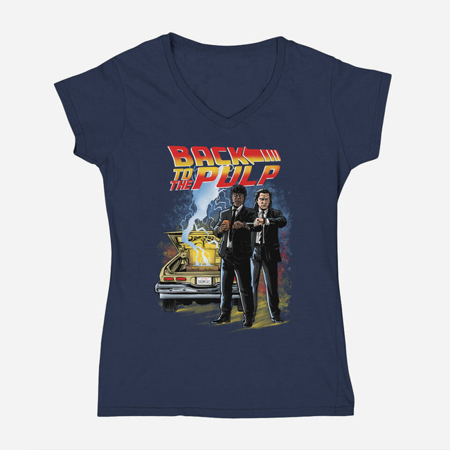 Back To The Pulp-Womens-V-Neck-Tee-zascanauta