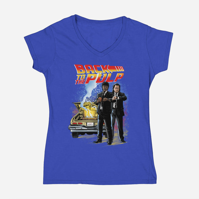 Back To The Pulp-Womens-V-Neck-Tee-zascanauta