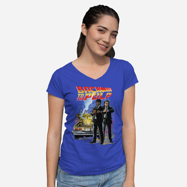 Back To The Pulp-Womens-V-Neck-Tee-zascanauta