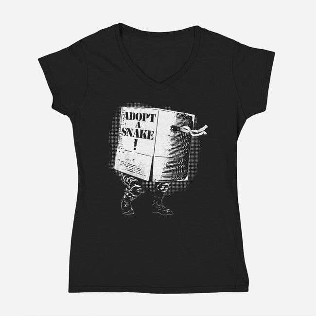 Adopt A Snake-Womens-V-Neck-Tee-rocketman_art