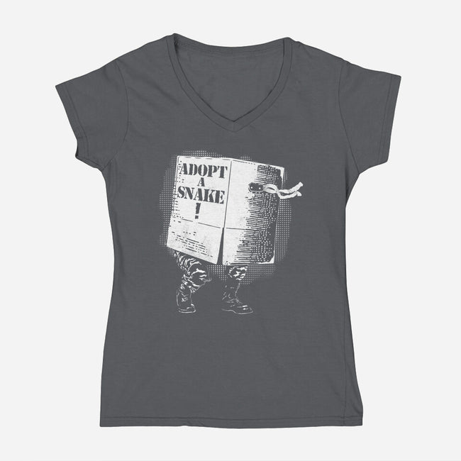 Adopt A Snake-Womens-V-Neck-Tee-rocketman_art