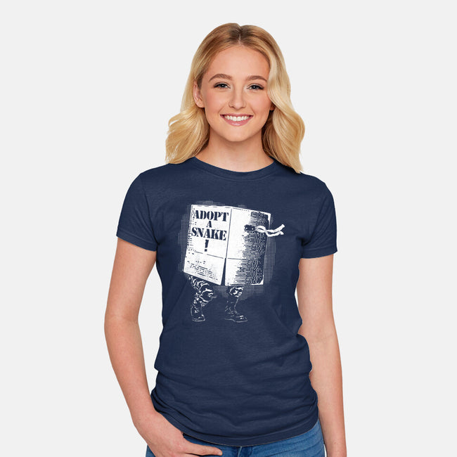 Adopt A Snake-Womens-Fitted-Tee-rocketman_art