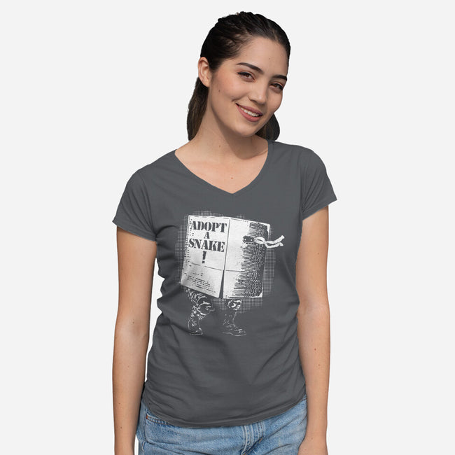 Adopt A Snake-Womens-V-Neck-Tee-rocketman_art
