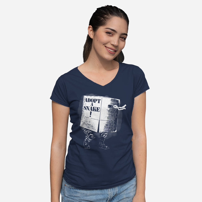 Adopt A Snake-Womens-V-Neck-Tee-rocketman_art