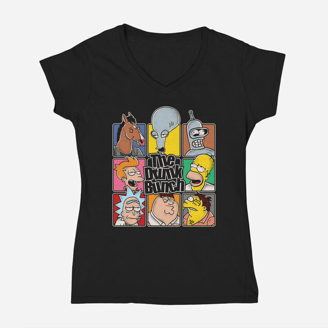 The Drunk Bunch-Womens-V-Neck-Tee-turborat14