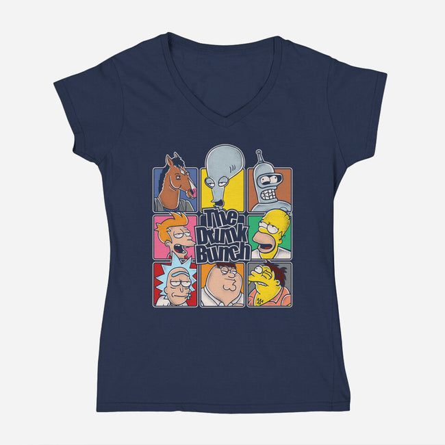 The Drunk Bunch-Womens-V-Neck-Tee-turborat14
