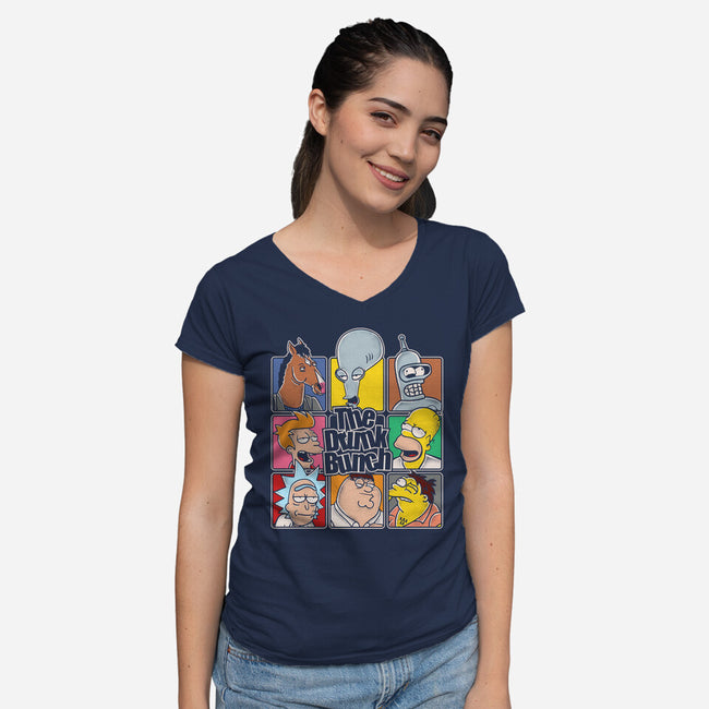 The Drunk Bunch-Womens-V-Neck-Tee-turborat14