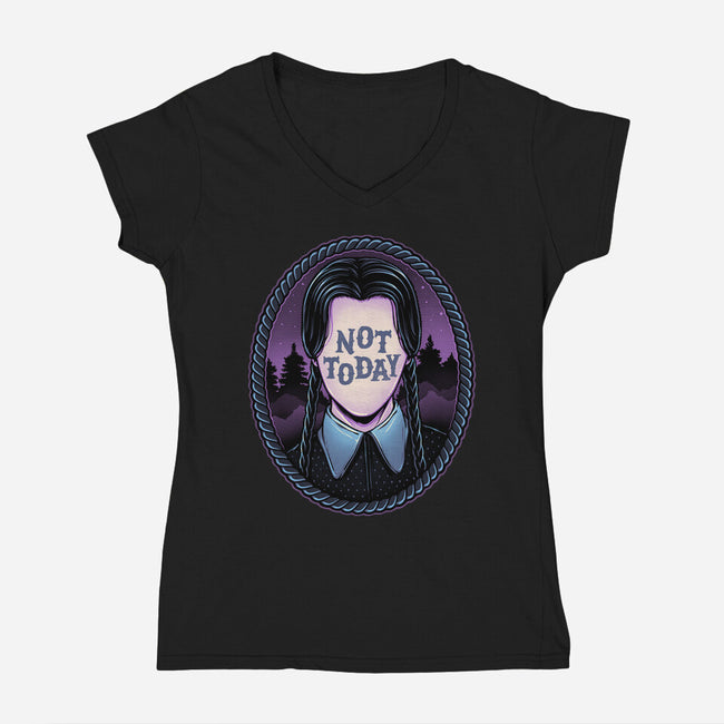 Not Today-Womens-V-Neck-Tee-glitchygorilla
