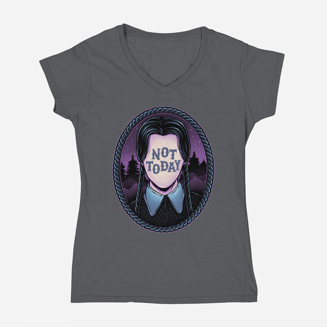 Not Today-Womens-V-Neck-Tee-glitchygorilla