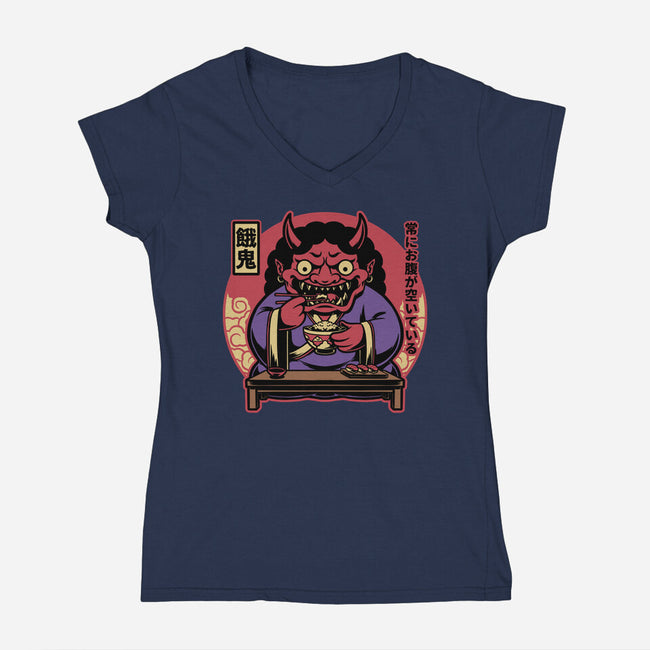 Hungry Oni Food-Womens-V-Neck-Tee-Studio Mootant