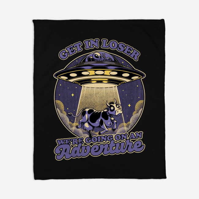 Cow Alien Get In Loser-None-Fleece-Blanket-Studio Mootant