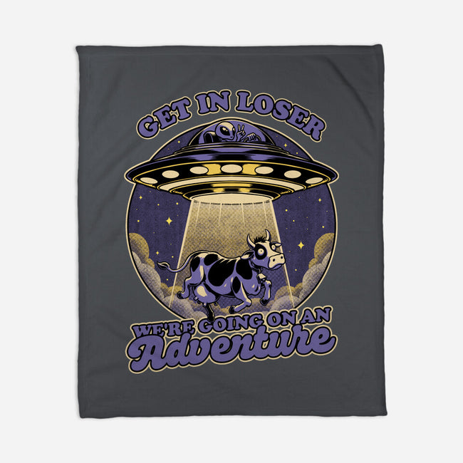 Cow Alien Get In Loser-None-Fleece-Blanket-Studio Mootant