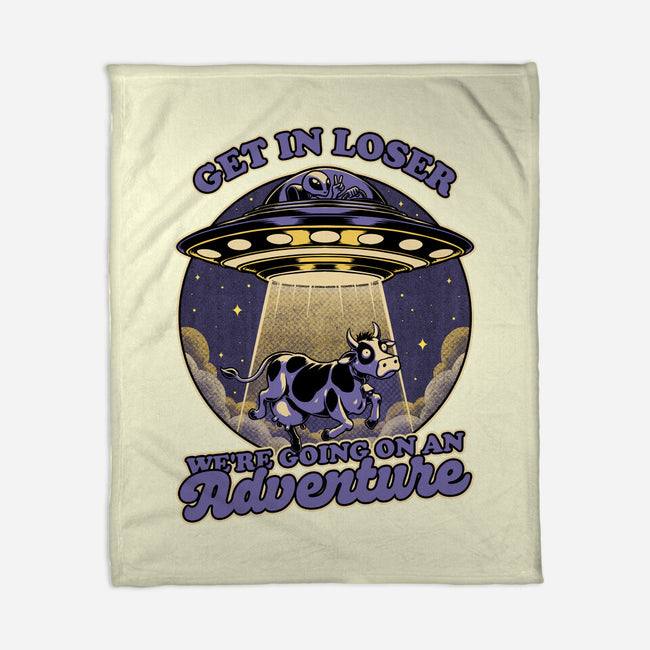 Cow Alien Get In Loser-None-Fleece-Blanket-Studio Mootant