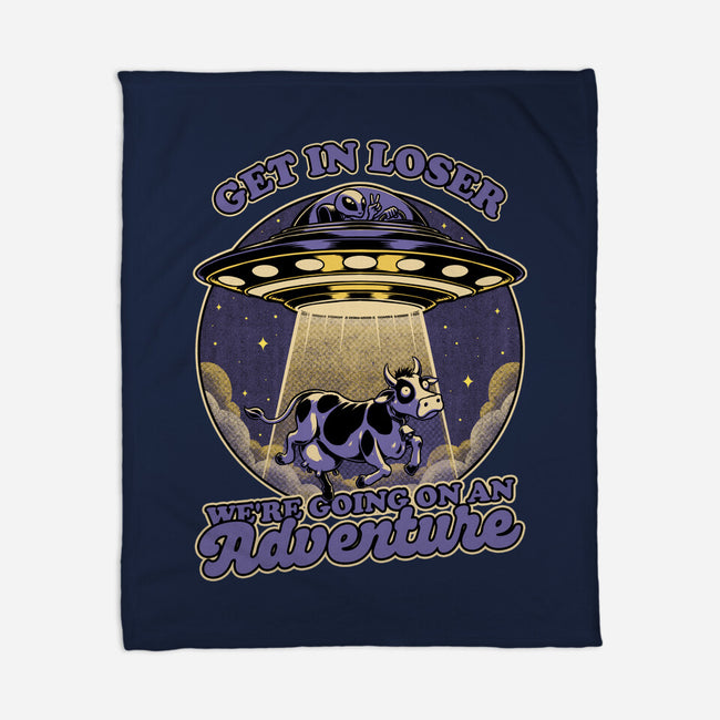 Cow Alien Get In Loser-None-Fleece-Blanket-Studio Mootant