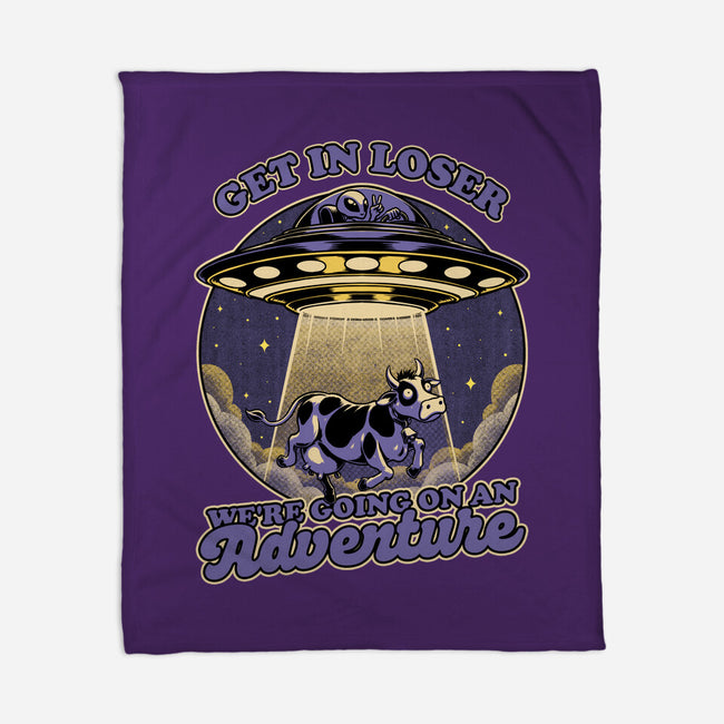 Cow Alien Get In Loser-None-Fleece-Blanket-Studio Mootant