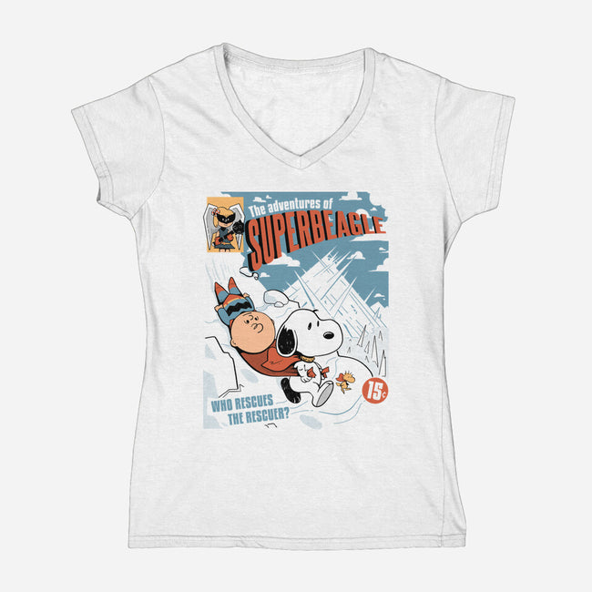 The Adventures Of SuperBeagle-Womens-V-Neck-Tee-Heyra Vieira
