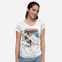 The Adventures Of SuperBeagle-Womens-V-Neck-Tee-Heyra Vieira