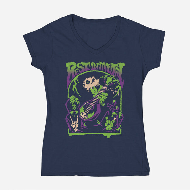 Rest In Metal-Womens-V-Neck-Tee-Henrique Torres