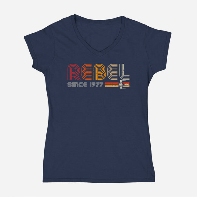 Rebel Since 1977-Womens-V-Neck-Tee-DrMonekers