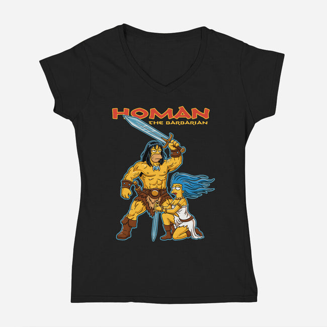 Homan The Barbarian-Womens-V-Neck-Tee-P1yu5h