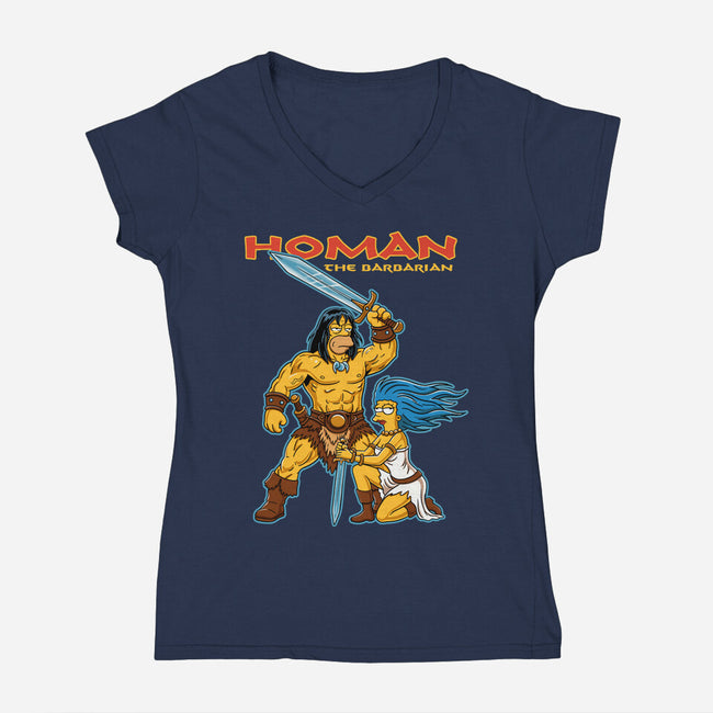 Homan The Barbarian-Womens-V-Neck-Tee-P1yu5h