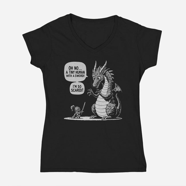 Sarcastic Dragon-Womens-V-Neck-Tee-Popnotic