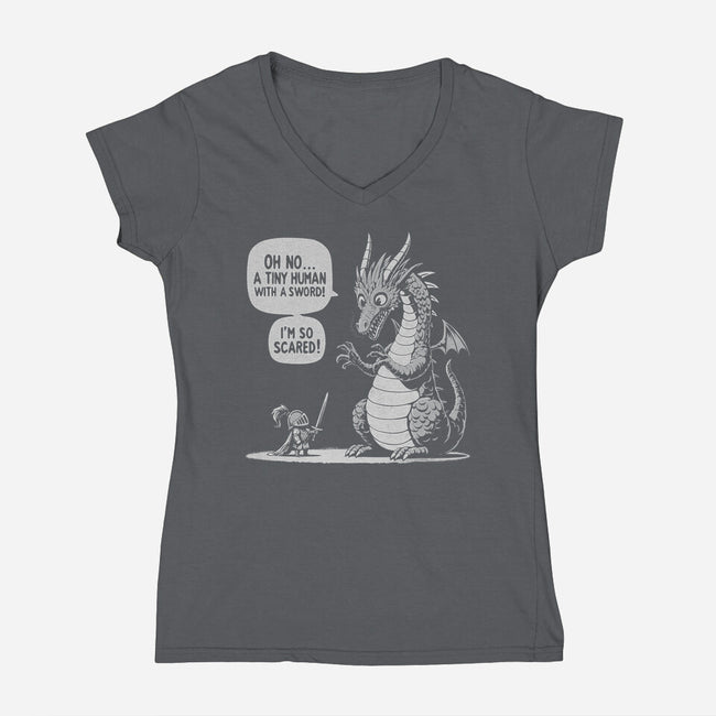 Sarcastic Dragon-Womens-V-Neck-Tee-Popnotic