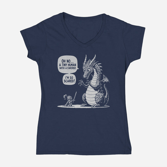 Sarcastic Dragon-Womens-V-Neck-Tee-Popnotic