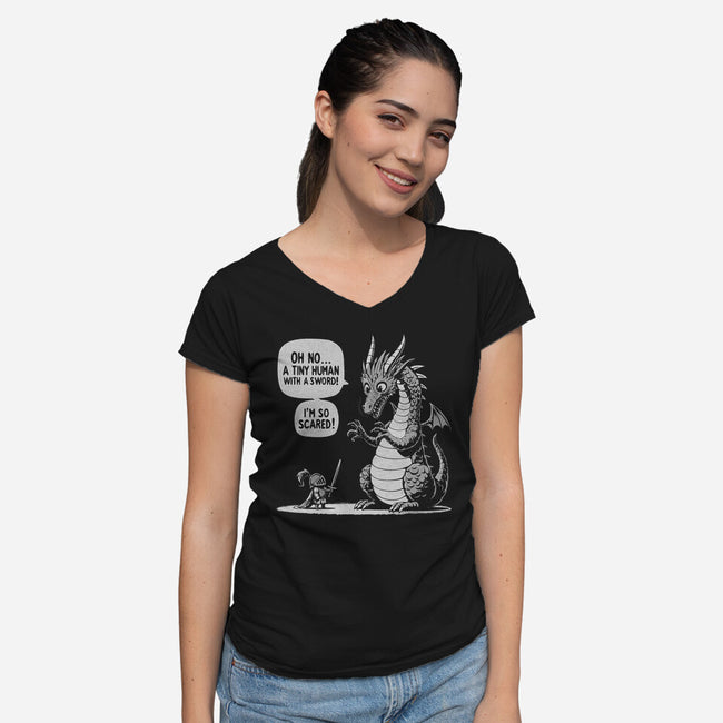 Sarcastic Dragon-Womens-V-Neck-Tee-Popnotic