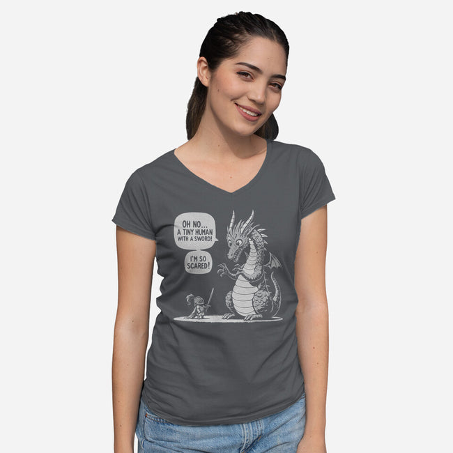 Sarcastic Dragon-Womens-V-Neck-Tee-Popnotic