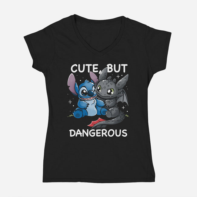 Cute But Dangerous Animals-Womens-V-Neck-Tee-Vallina84