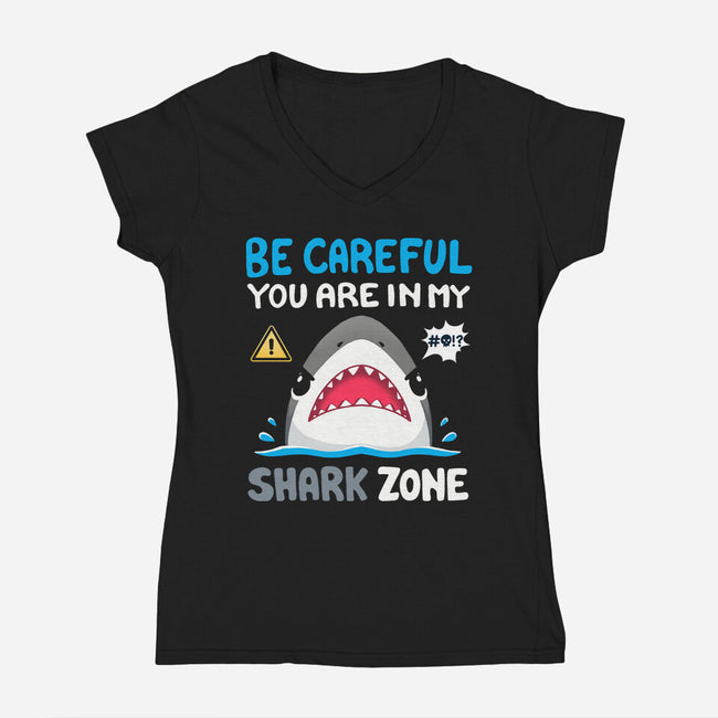 Shark Zone-Womens-V-Neck-Tee-Vallina84