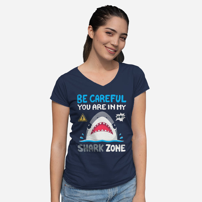 Shark Zone-Womens-V-Neck-Tee-Vallina84