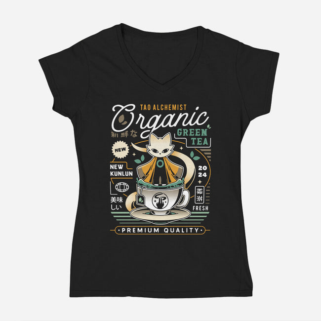 Mysterious Alchemist Green Tea-Womens-V-Neck-Tee-LAGELANTEE