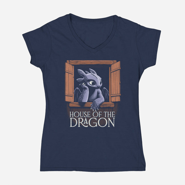 House Of The Dragon-Womens-V-Neck-Tee-Popnotic