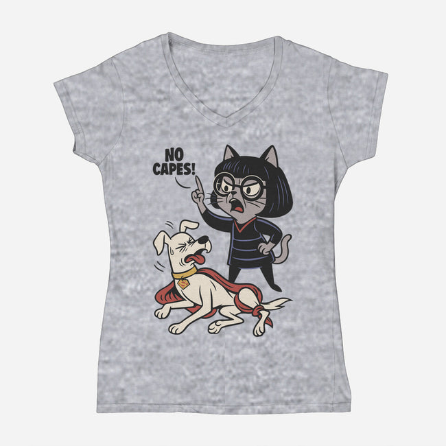 No Capes-Womens-V-Neck-Tee-Popnotic