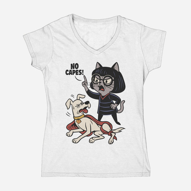 No Capes-Womens-V-Neck-Tee-Popnotic