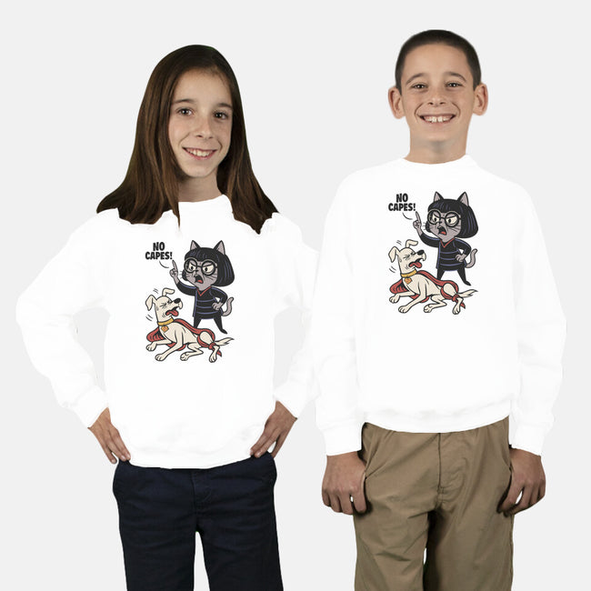 No Capes-Youth-Crew Neck-Sweatshirt-Popnotic